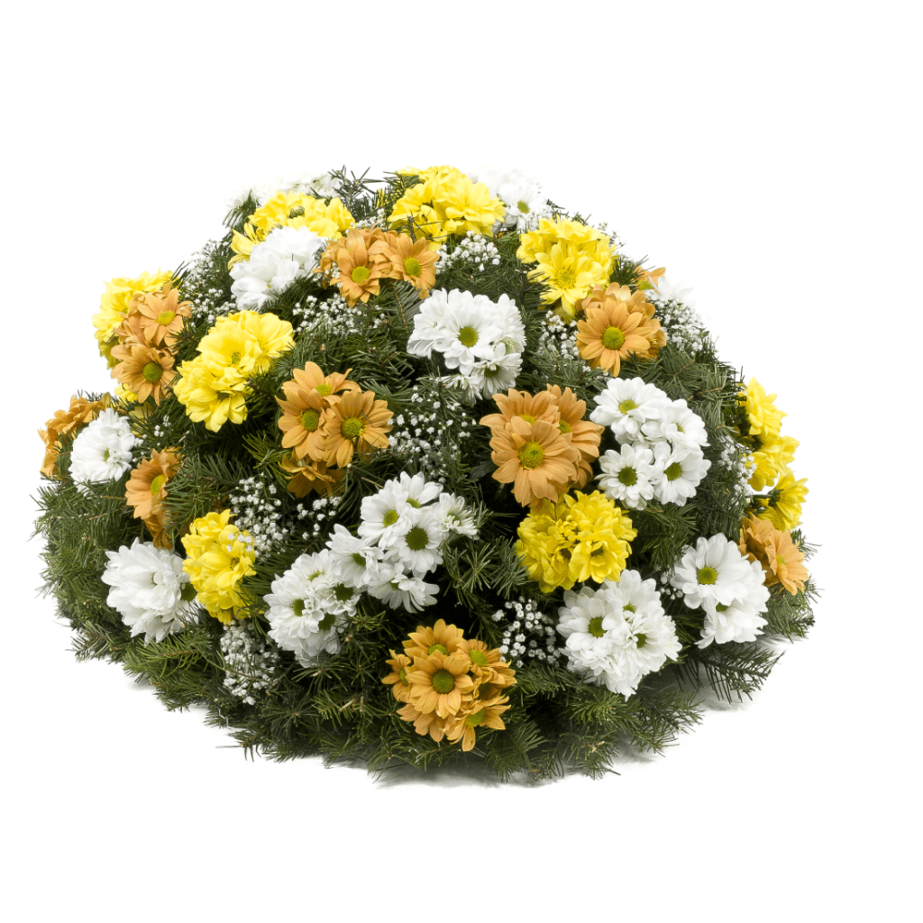 Kytice na položení barevné kopretinové chryzantémy žluté